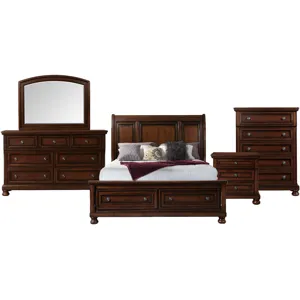 Kingston Cherry Brown 5PC Set w/Queen Storage FB Bed