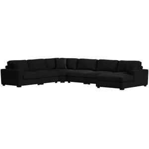 Arizona Steno Black Sectional 6PC Set & Ottoman