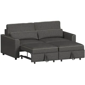 Sonic Hammertime Grey Sectional 2PC Set w/2 Pull Bed Chairs