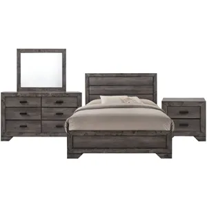 Nathan Grey Oak 4PC Queen Set w/NS
