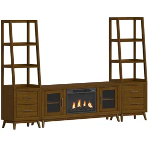 Santa Barbara Walnut 6PC Set w/60" TV Console with Fireplace Insert (Ships in 6 Boxes)