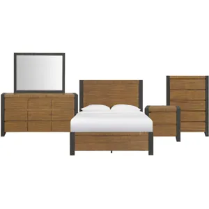 Breckenridge Oak/Black 5PC Set w/Queen Bed