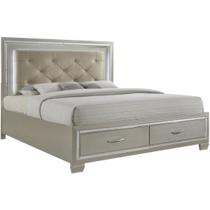 Platinum Champagne 5PC Set w/Queen Storage Bed