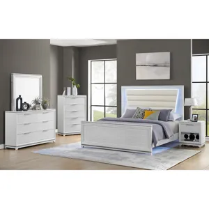 Denmark White 4PC Set w/Queen Bed & NS