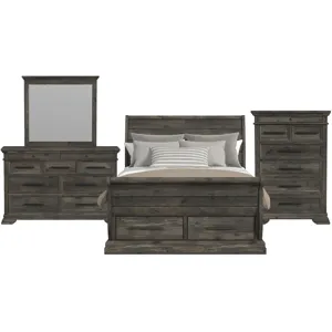Park Ridge Charcoal 4PC Set w/Queen Sleigh Storage Bed & CH