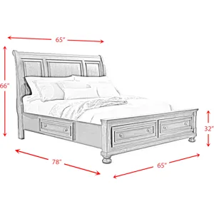 Kingston Cherry Brown 3PC Set w/Queen Storage FB Bed