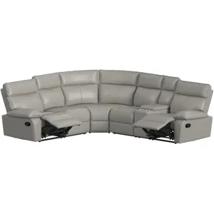 Wildcat Aviarah Leather Silver Sectional 3PC Set
