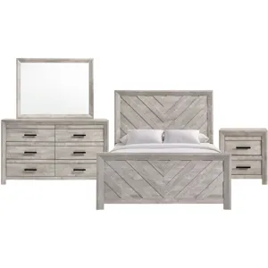 Eleanor White 4PC Set w/Queen Bed and NS