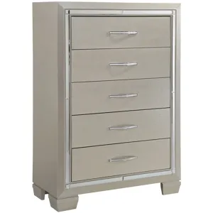 Platinum Champagne 5PC Set w/Queen Storage Bed