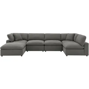 Cloud 9 Garrison Charcoal 5PC Sectional & Ottoman