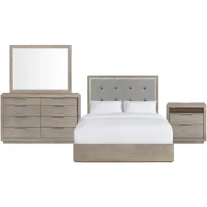 Arcadia Grey 4PC Set w/Queen Bed and NS