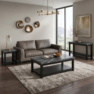 Marcello w/ Grey Top (CKS100) Rectangular Coffee Table w/Casters