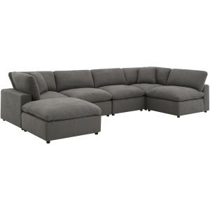 Cloud 9 Garrison Charcoal 5PC Sectional & Ottoman
