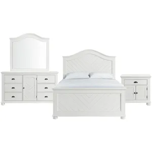 Kona White 4PC Set w/Queen Panel Bed & NS