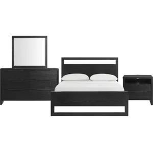 Island Black 4PC Queen Set w/NS