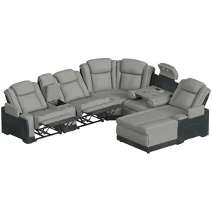 Lantana Rocky Cement/CharcoalSectional 6PC Set w/Chaise and DDT - (3)P2
