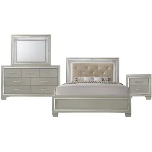 Platinum Champagne 4PC Set w/Queen Bed & NS