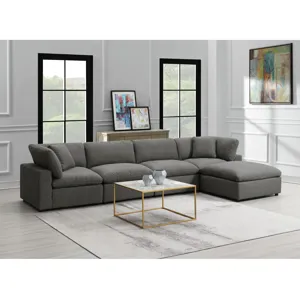 Cloud 9 Garrison Charcoal 4PC Sectional & Ottoman