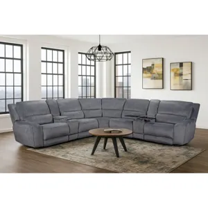 Black Hawk Power Motion 7 PC Sectional in Valeria Dolphin - (3)P2