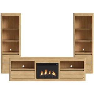 Rosalie Natural 4PC Set w/82" TV Console with Fireplace Insert (Ships in 4 Boxes)