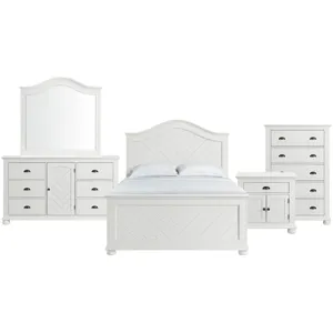 Kona White 5PC Set w/Queen Panel Bed