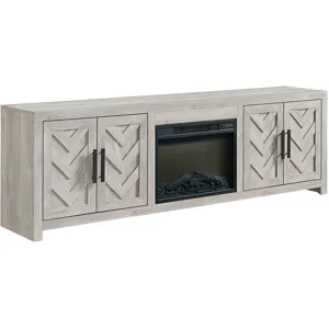Eleanor White 4PC Set w/82" TV Console with Fireplace Insert (Ships in 4 Boxes)