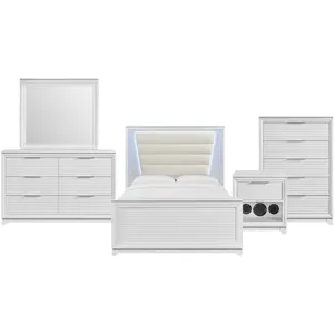 Denmark White 5PC Set w/Queen Bed