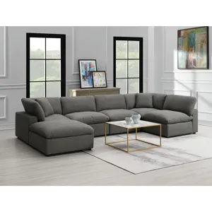 Cloud 9 Garrison Charcoal 5PC Sectional & Ottoman