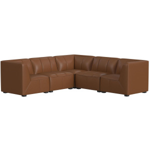 Blake Pebble Tan Sectional 5PC Set & Ottoman