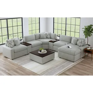 Options Three Alpha Fog Sectional 7PC Set & Ottoman - (3)P