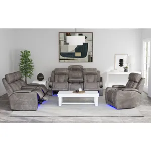 Phantom P3 Recliner with LED in Leather Gel Grey