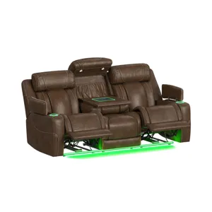 Phantom P3 Sofa with 3.0 Table, reading light, heat, massage, 7 color LED and speaker in Leather Gel