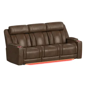 Phantom P3 Sofa with 3.0 Table, reading light, heat, massage, 7 color LED and speaker in Leather Gel