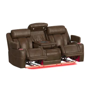 Phantom P3 Sofa with 3.0 Table, reading light, heat, massage, 7 color LED and speaker in Leather Gel