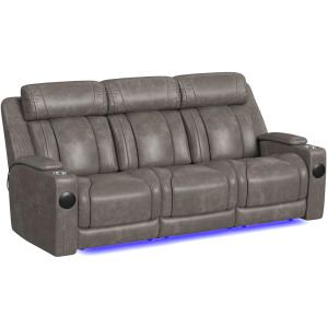 Phantom P3 Sofa with I Table, reading light, heat, massage, Blue LED and speaker in Leather Gel Grey