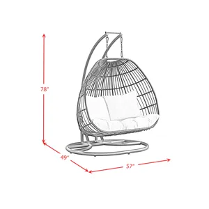 Playa Double Swing Egg Chair Complete - Dark Grey and Olefin Beige