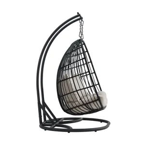 Playa Double Swing Egg Chair Complete - Dark Grey and Olefin Beige