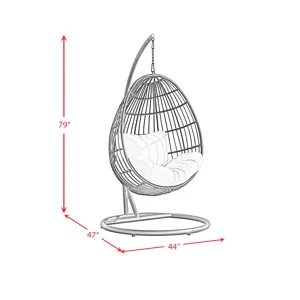 Playa Swing Egg Chair with Base and Pillar - Dark Grey and Olefin Beige