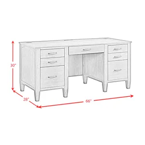 Portico Double Pedestal Desk with Power/USB in Brown Oak