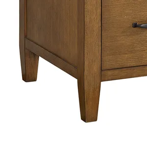 Portico Double Pedestal Desk with Power/USB in Brown Oak