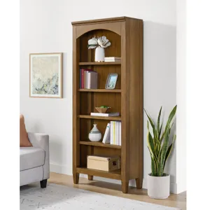 Portico Open Bookcase in Brown Oak