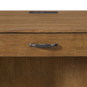Portico Double Pedestal Desk with Power/USB in Brown Oak