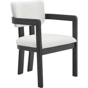 Portland Arm Chair with Snow White Fabric in Black (2 Per Carton)