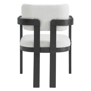 Portland Arm Chair with Snow White Fabric in Black (2 Per Carton)