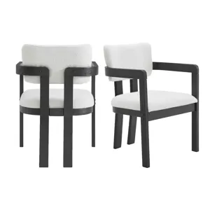 Portland Arm Chair with Snow White Fabric in Black (2 Per Carton)