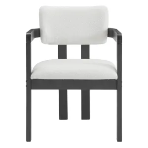 Portland Arm Chair with Snow White Fabric in Black (2 Per Carton)