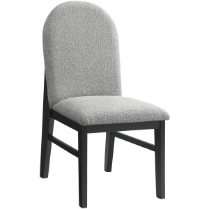 Portland Round Back Side Chair with Grey Fabric (PGY1113-4) in Black (2 Per Carton)