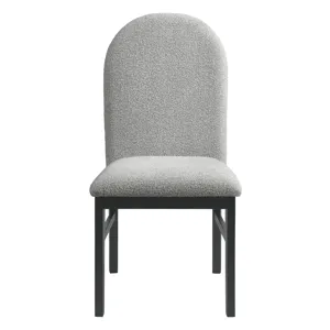 Portland Round Back Side Chair with Grey Fabric (PGY1113-4) in Black (2 Per Carton)