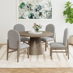 Portland Round Back Side Chair with Grey Fabric (PGY1113-4) in Grey