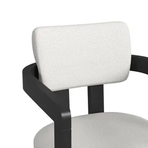Portland Arm Counter Stool with White Fabric in Black